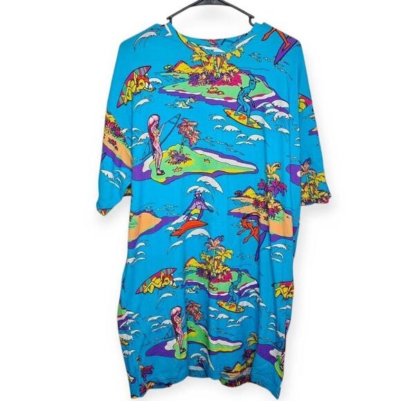 LOVE MOSCHINO Women's Alien Surf Print Short Sleeve T-shirt Dress sz 6 US - Picture 1 of 8